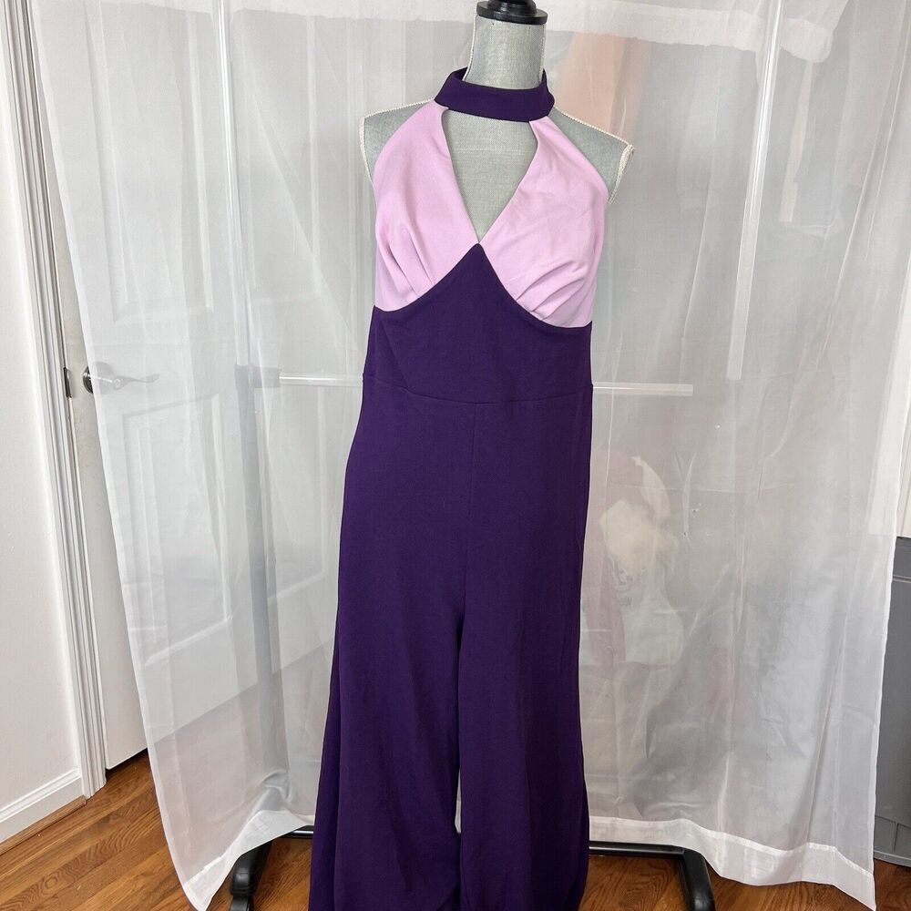 Smak Parlor plus size 2X backless halter jumpsuit wide leg stretch retro hippie